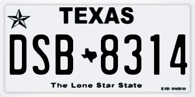 TX license plate DSB8314