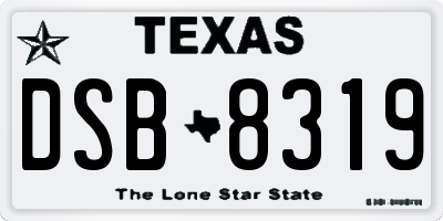 TX license plate DSB8319
