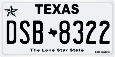TX license plate DSB8322