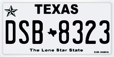 TX license plate DSB8323