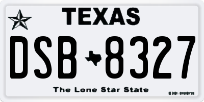 TX license plate DSB8327