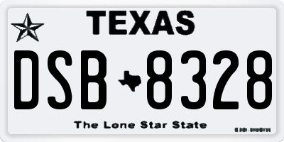 TX license plate DSB8328