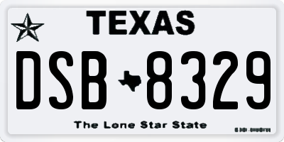 TX license plate DSB8329