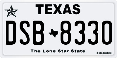 TX license plate DSB8330
