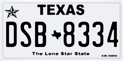 TX license plate DSB8334