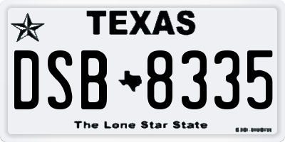 TX license plate DSB8335