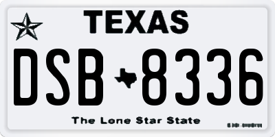 TX license plate DSB8336