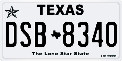 TX license plate DSB8340