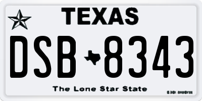 TX license plate DSB8343