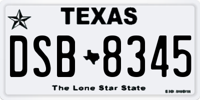 TX license plate DSB8345