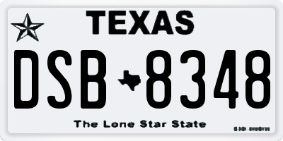 TX license plate DSB8348