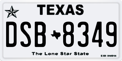 TX license plate DSB8349