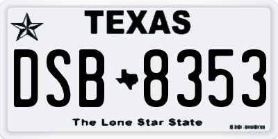 TX license plate DSB8353