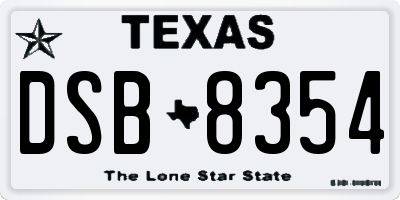 TX license plate DSB8354