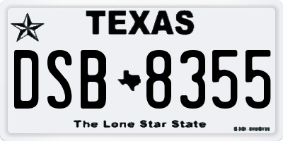 TX license plate DSB8355