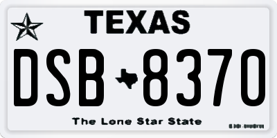 TX license plate DSB8370