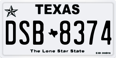 TX license plate DSB8374