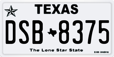 TX license plate DSB8375