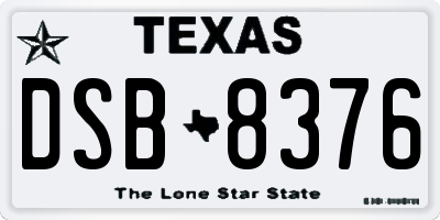 TX license plate DSB8376