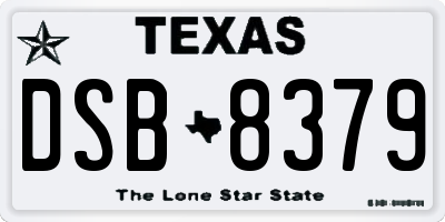 TX license plate DSB8379