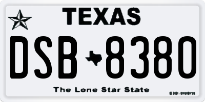 TX license plate DSB8380