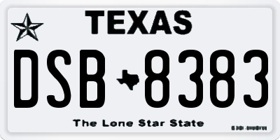TX license plate DSB8383