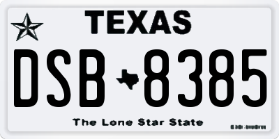 TX license plate DSB8385
