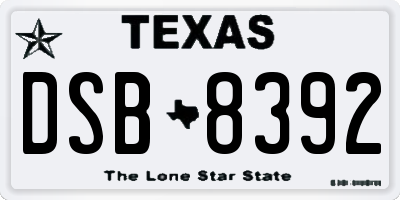 TX license plate DSB8392