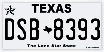 TX license plate DSB8393