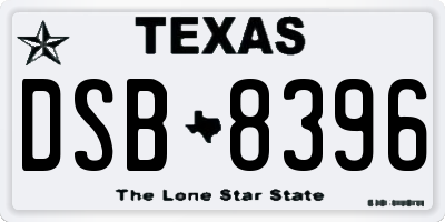 TX license plate DSB8396