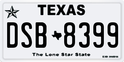 TX license plate DSB8399