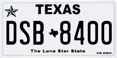 TX license plate DSB8400