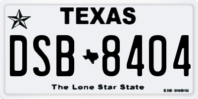 TX license plate DSB8404