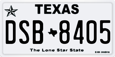 TX license plate DSB8405
