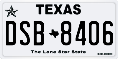 TX license plate DSB8406