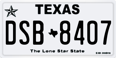 TX license plate DSB8407