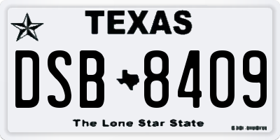 TX license plate DSB8409