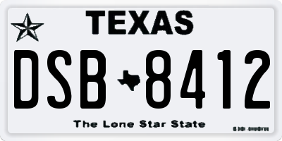 TX license plate DSB8412