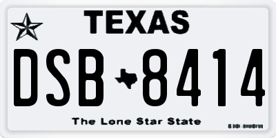 TX license plate DSB8414