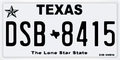 TX license plate DSB8415
