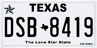 TX license plate DSB8419