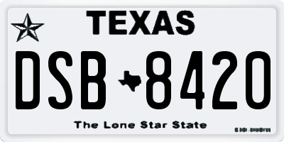 TX license plate DSB8420