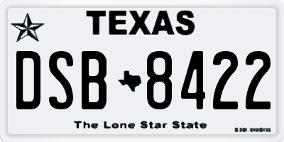 TX license plate DSB8422