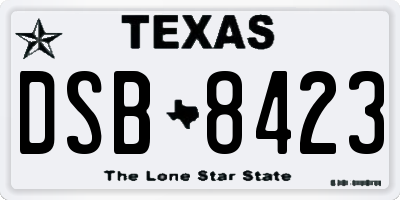 TX license plate DSB8423