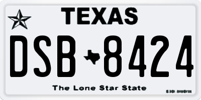 TX license plate DSB8424