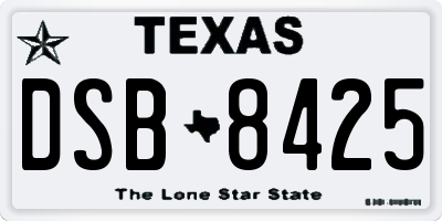 TX license plate DSB8425