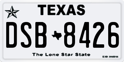 TX license plate DSB8426