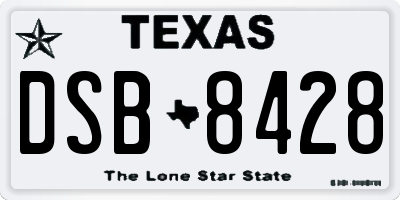 TX license plate DSB8428