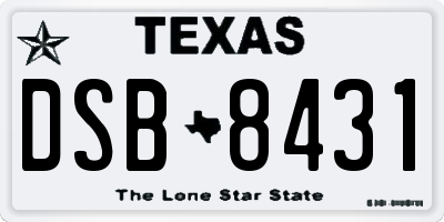 TX license plate DSB8431