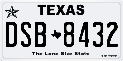 TX license plate DSB8432